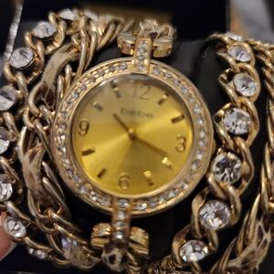 bebe Gold Women's Watch with Crystal Accents